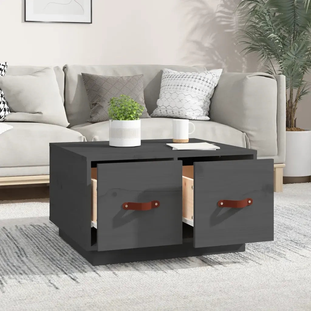Tavolino da Salotto-Tavolino da soggiorno Grigio 60x53x35cm in Legno Massello di Pino