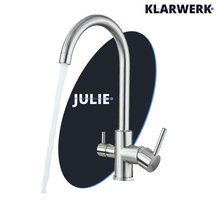 Felice | Rubinetto per acqua potabile a 3 vie in argento spazzolato premiu |Miscelatore cucina ad osmosi in acciaio inossidabile|Filtra 3 connessioni