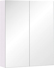 Cassettone per bagno - Specchio - Scomparto regolabile - Bianco - 60x75 cm