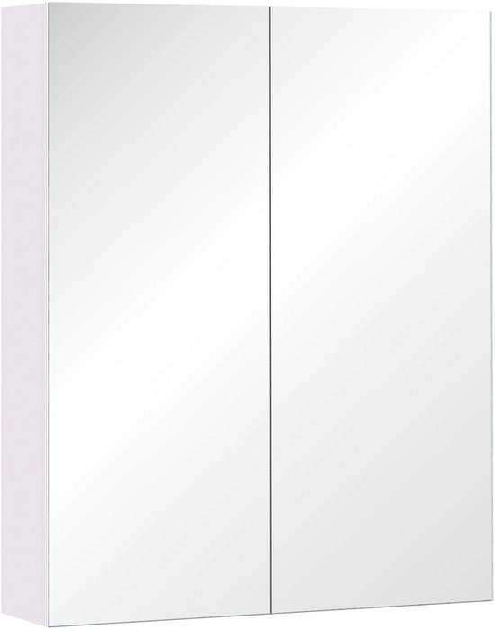 Cassettone per bagno - Specchio - Scomparto regolabile - Bianco - 60x75 cm