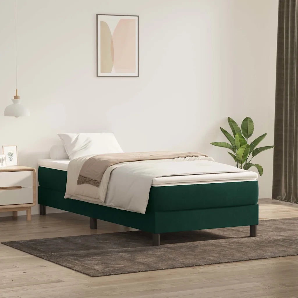 Letto a Molle senza Materasso Verde Scuro 100x220 cm Velluto 3315864