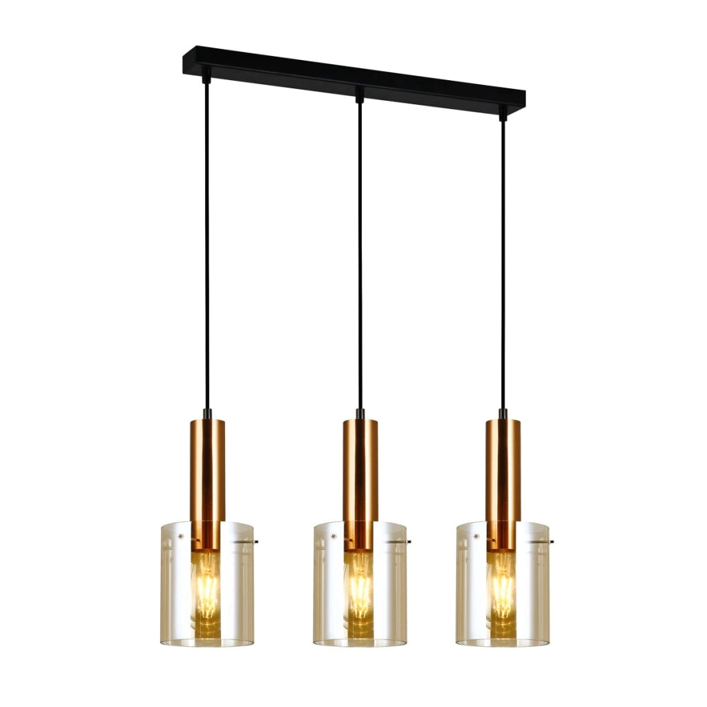 Lampadario Italux Sardo moderno ottone vetro 3xE27