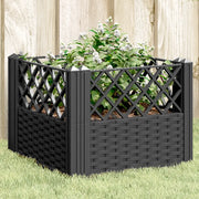 Fioriera da Giardino con Picchetti-Vaso da Esterno-Fioriera da Giardino Fissabile Nera 43,5x43,5x43,5 cm PP