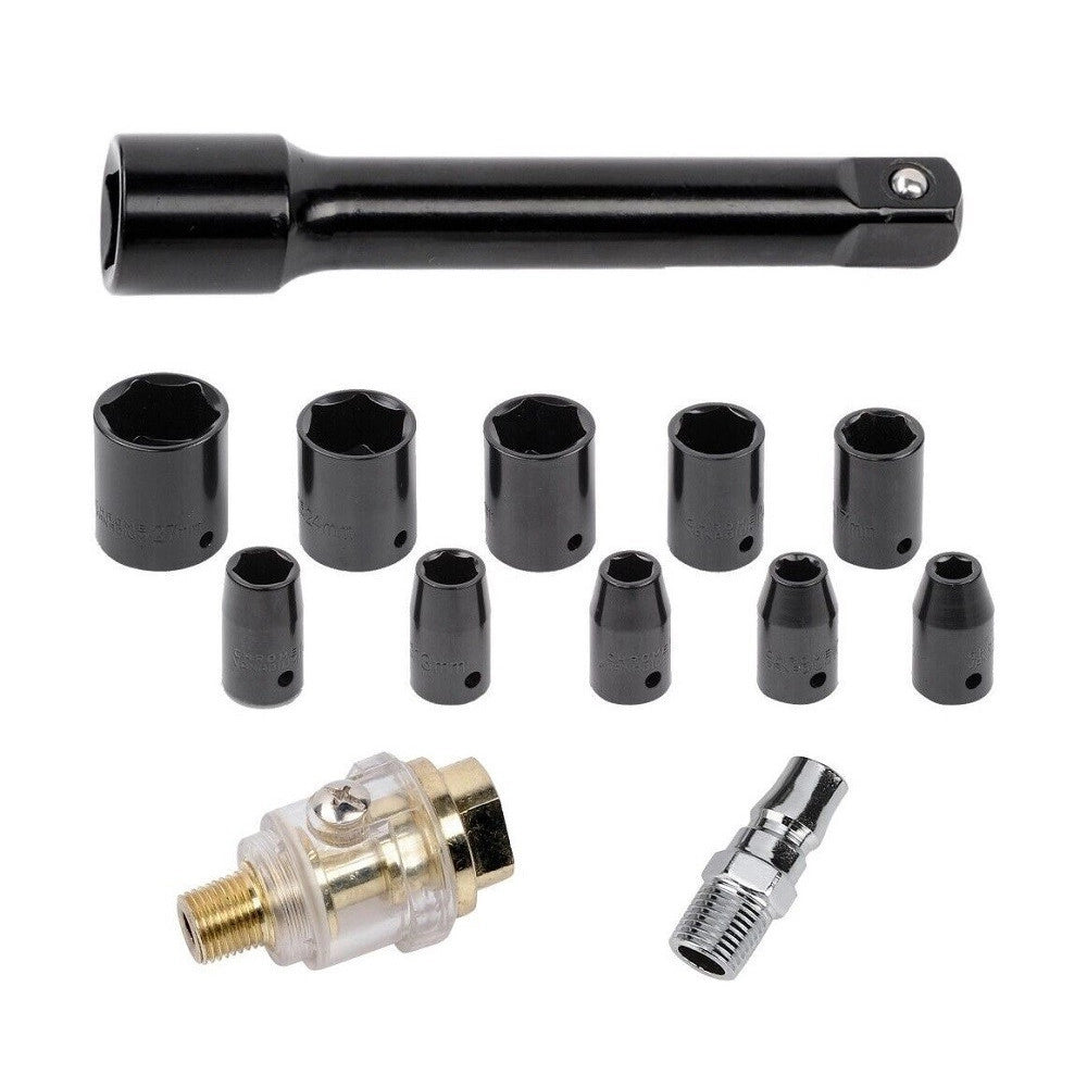 Trade Shop - Pistola Avvitatore Pneumatico Ad Aria 650nn 1/2" Con 10 Bussole Valigetta 88797 -