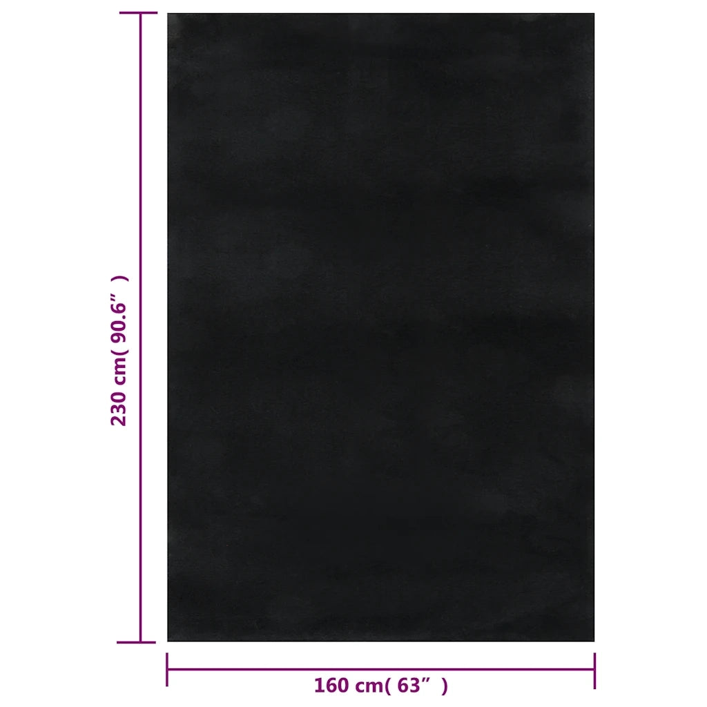 Tappeto Lavabile Soffice Pelo Corto 160x230 cm Antiscivolo Nero
