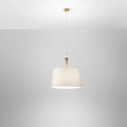 Sospensione Contemporanea Abaco Metallo Ottone Spazzolato Tessuto 1 Luce E27