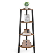 Libreria angolare retrò 34 x 34 x 125 cm mobile contenitore angolare a 4 ripiani per casa soggiorno camera da letto balcone marrone 12_0005630