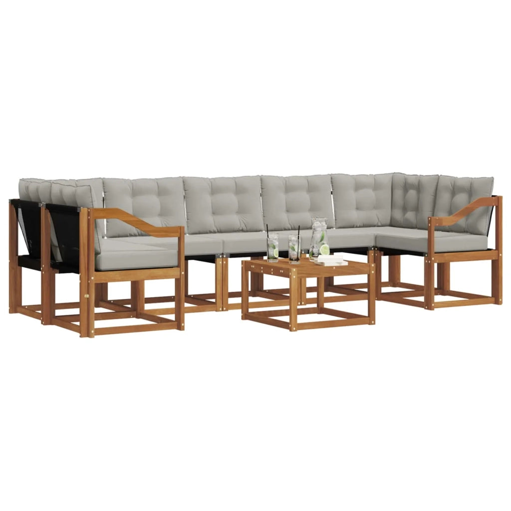 Set di divani da esterno 8 pcs Grigio Naturale e Chiaro 3368506