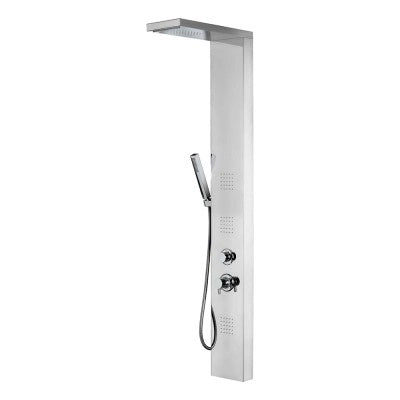 Pannello doccia multifunzione con 4 getti in acciaio inox cromato