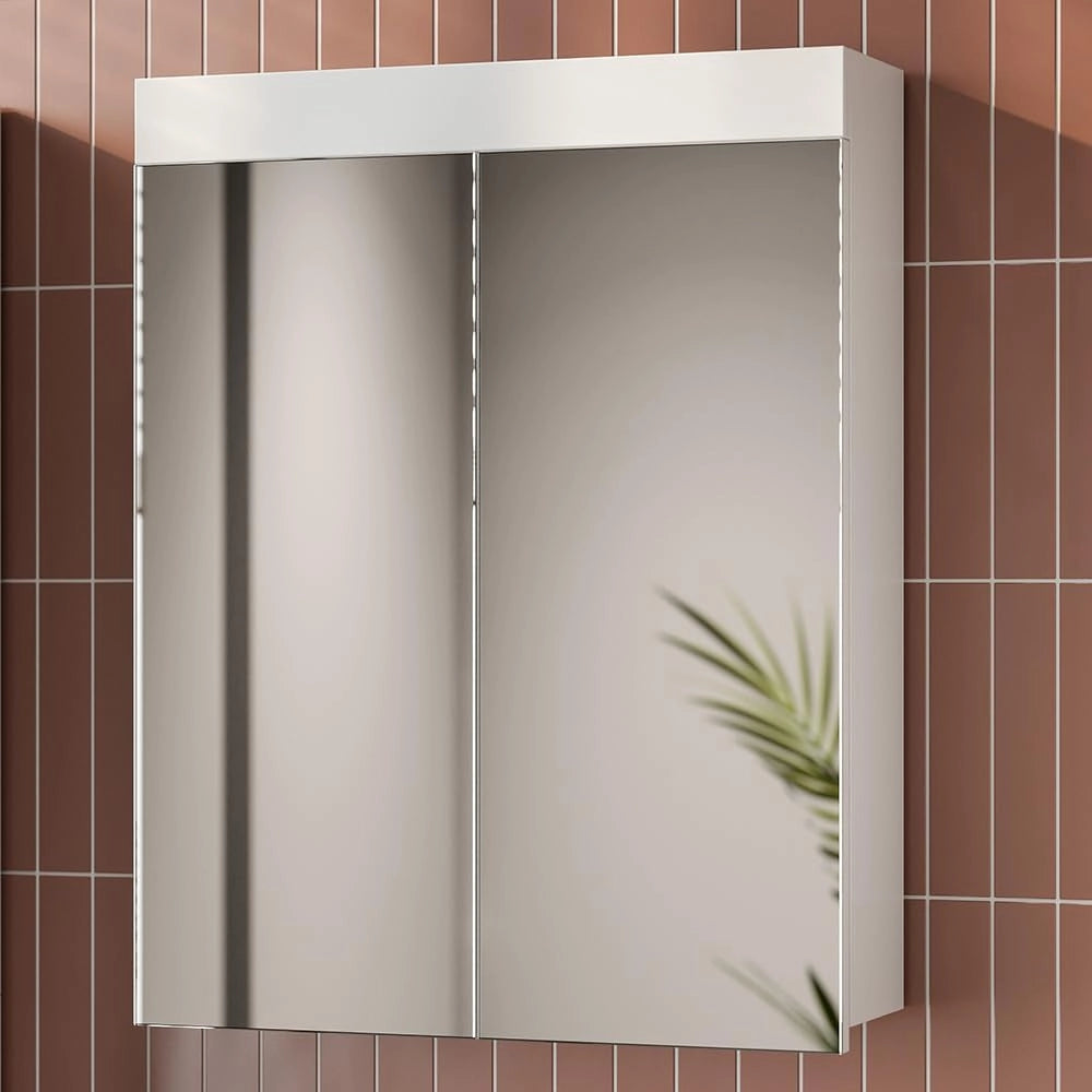 Specchio contenitore bagno Luna, Bianco, 60 x 77 cm, per montaggio a parete, combinabile con altri mobili Luna