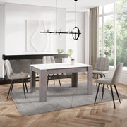 Tavolo da Pranzo, 140x90x76cm, Per 6 persone, Tavolo Cucina, Bianco e grigio cemento RF3650