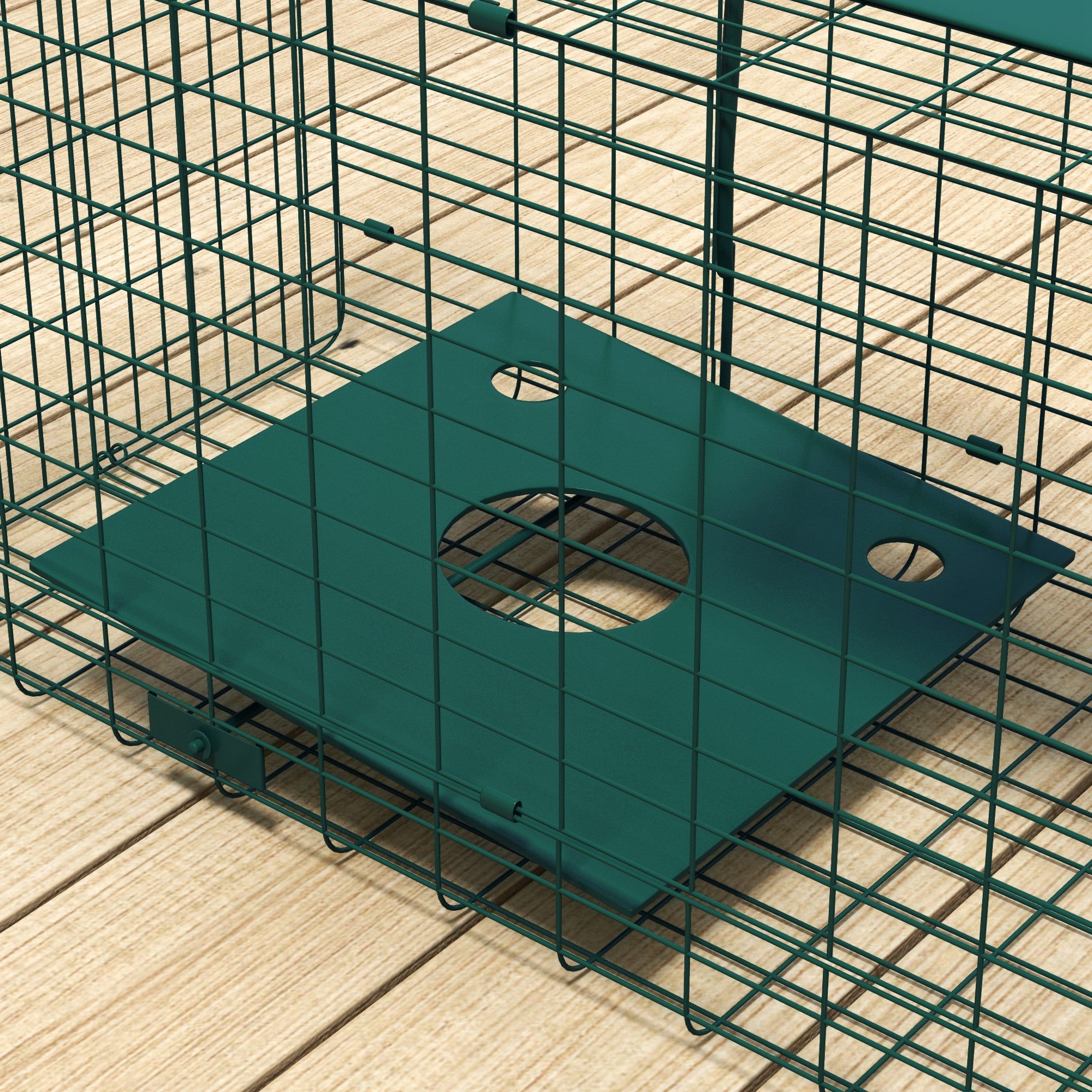 Gabbia Trappola per Animali Piccoli 80x25x30 cm Meccanismo di Chiusura in Acciaio Verde Scuro