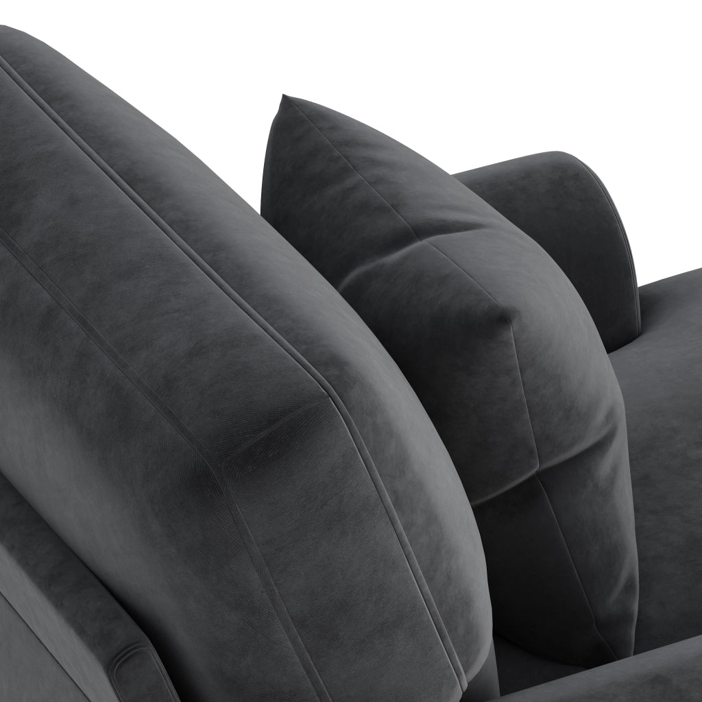 Poltrona relax convertibile con cuscino lombare in velluto Grigio 133 × 87 × 90 cm