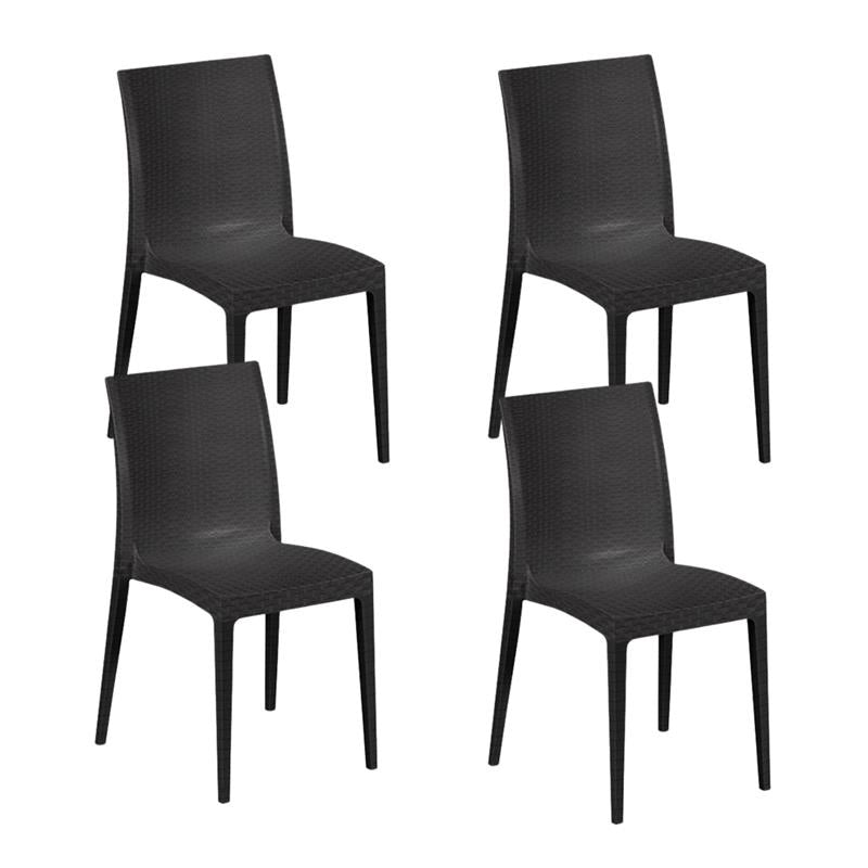SET 4 SEDIE MADAME IMPILABILI IN POLIPROPILENE DESIGN ELEGANTE CON RILIEVO COLORE ANTRACITE DA ESTERNO 48 X 52 X 81 CM