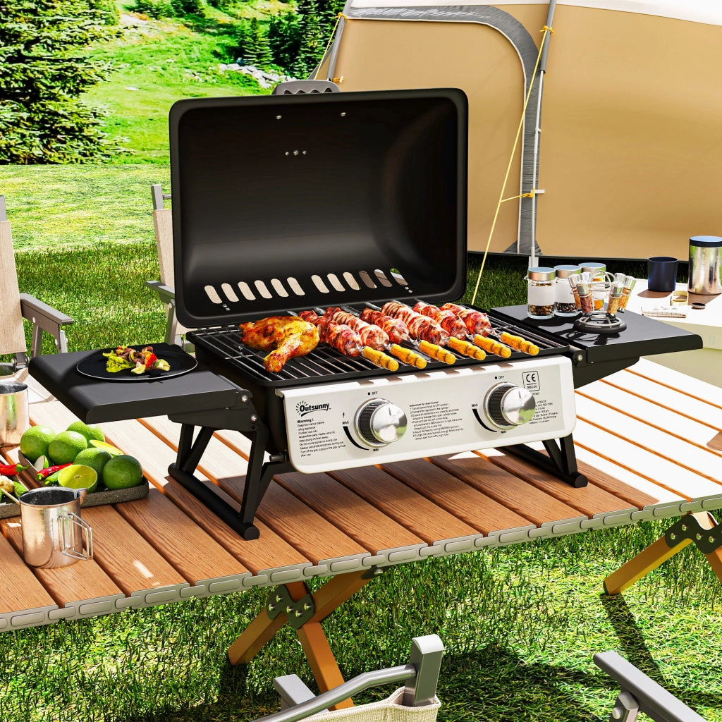 Barbecue a gas da tavolo portatile ¨C zephmum ¨C 2 bruciatori 5.6KW, nero