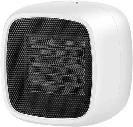 Ventilatore a ceramica - Portatile - Modello da tavolo - Mini riscaldatore elettrico - 450-800W - 2 impostazioni di temperatura - Consumo energetico basso - Alta efficienza - Protezione contro sovraccaldamento e rovescio - Bianco