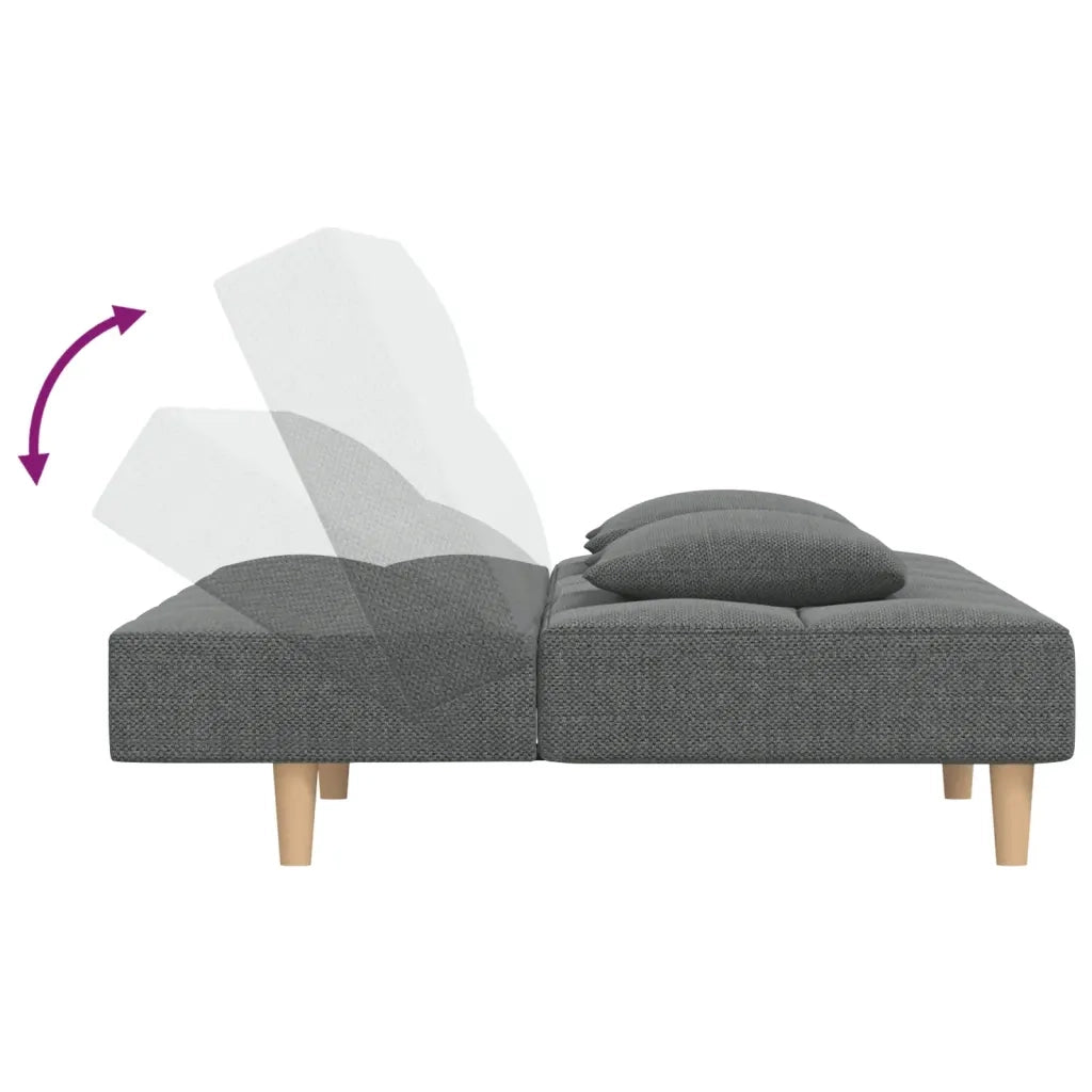 Divano letto | Sof¨¤ letto | Letto singolo a 2 Posti con 2 Cuscini Grigio Scuro in Tessuto
