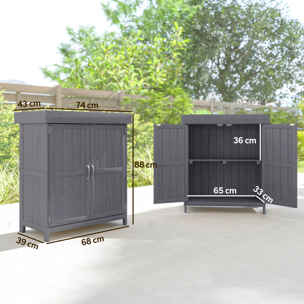 Armadio da Giardino ¨C Zephmum ¨C Legno di Abete, Grigio Scuro, 74x43x88 cm