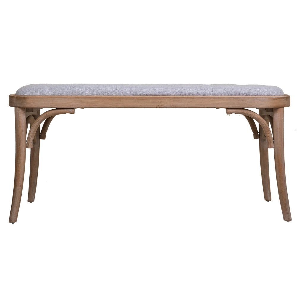Sgabello imbottito in legno grigio 110x37x47h