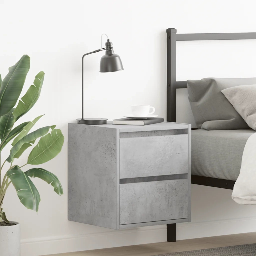Comodino | Armadio da Notte | Mobiletto da notte a Muro Grigio Cemento 38x34x40 cm
