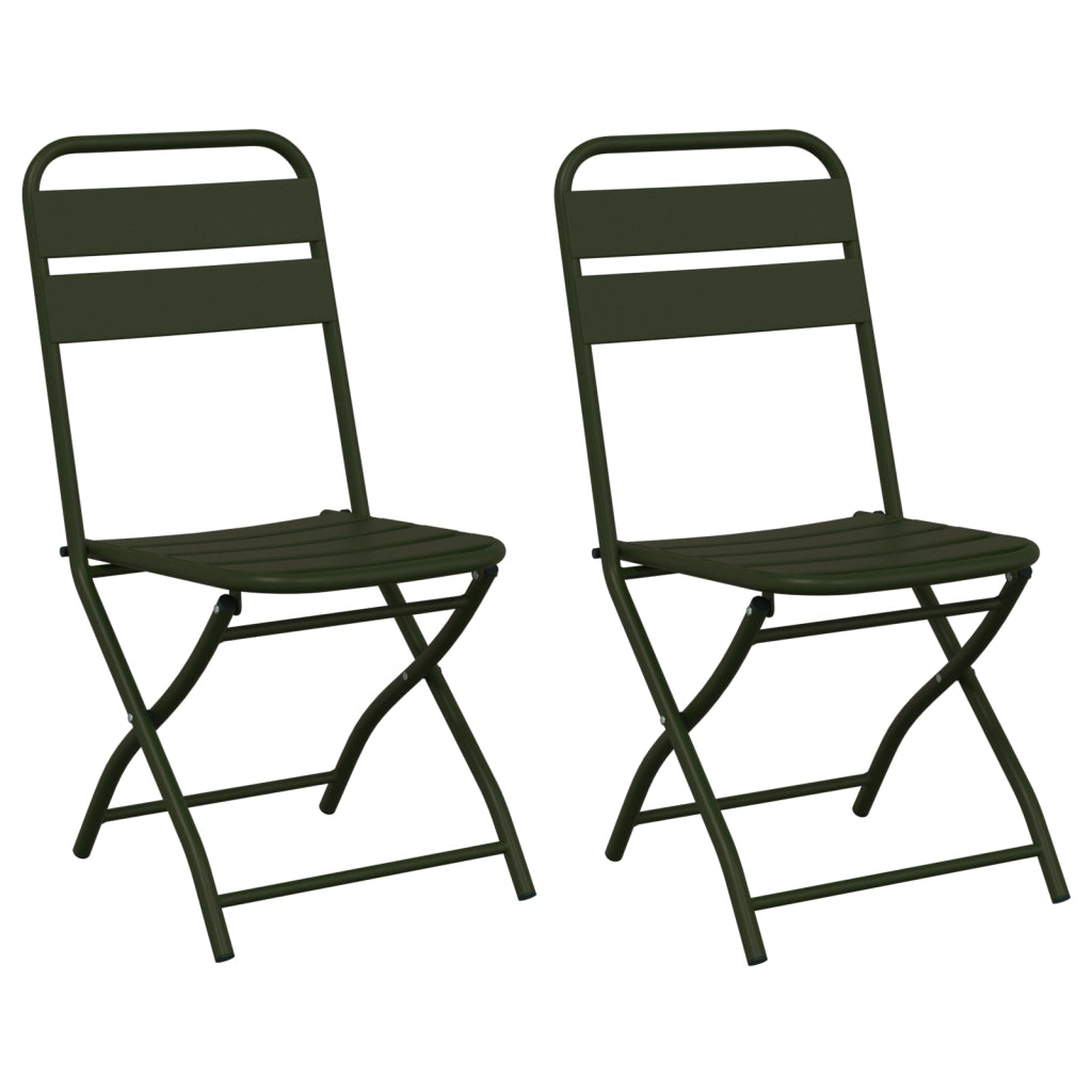 Sedia da Giardino Pieghevole 2 pcs Verde Scuro 42x52x82 cm Acciaio Verniciato