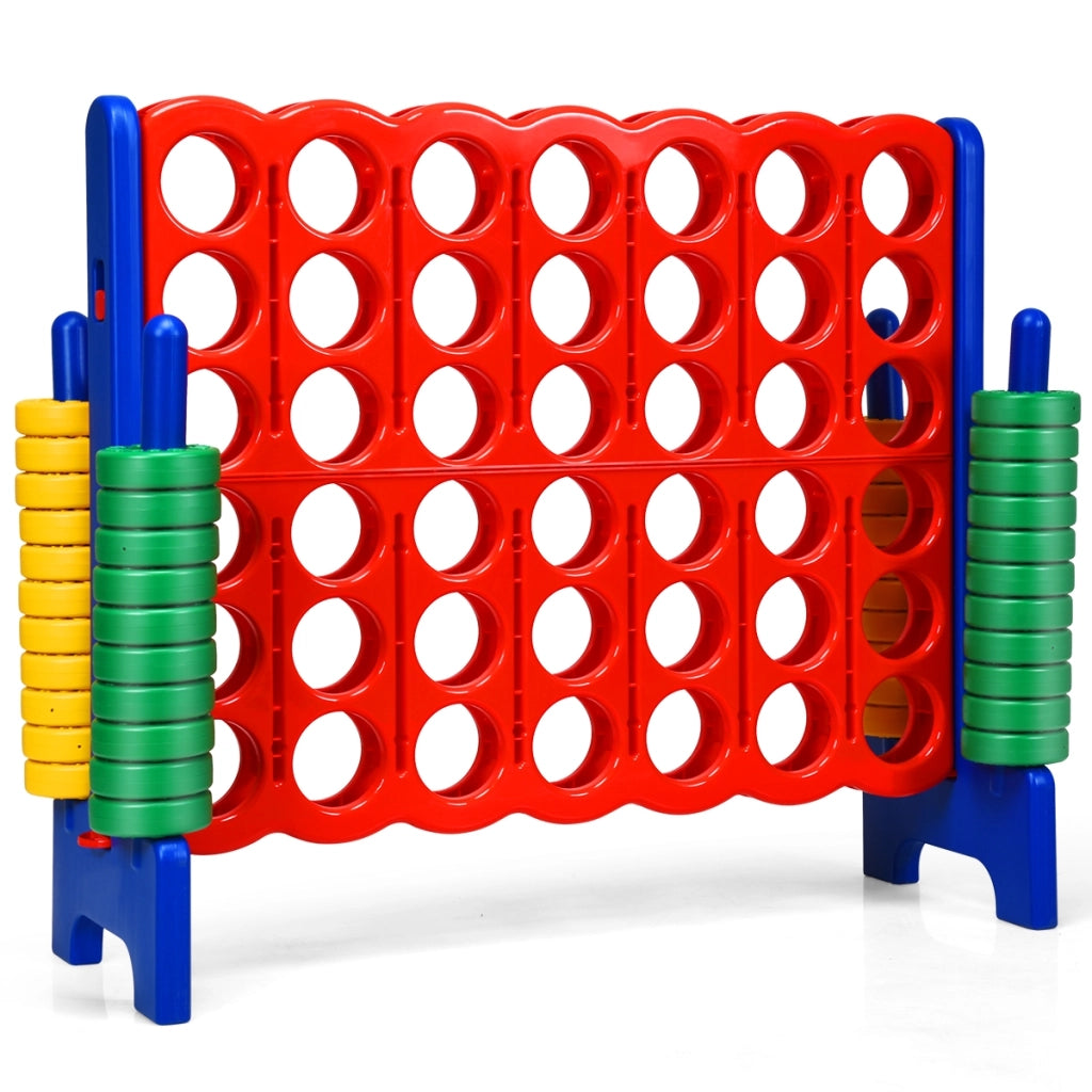 Forza 4 gigante per bambini e adulti, Gioco da interno ed esterno alto 104 cm con 42 pedine e barra, Blu-Giochi su prato