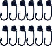 Haken a spirale - Haken per linee di taglio - Haken a Bungee in acciaio per cavi elastici cavi di scossa (12 pezzi, 12 mm nero)