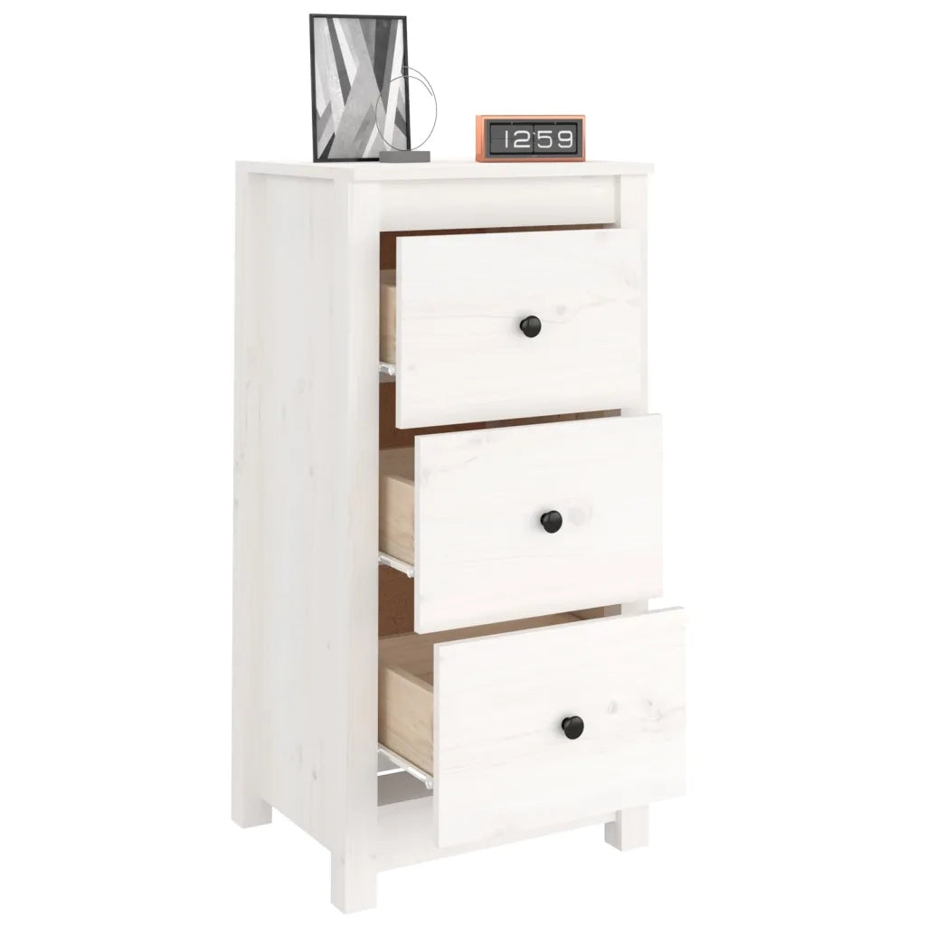 Credenza Bianca 40x35x80 cm in Legno Massello di Pino 813741