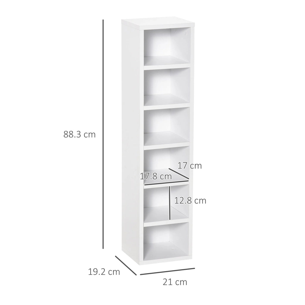 Set 2 Pezzi Mobile Libreria Porta CD 21x19.2x88,3 cm in Legno Bianco