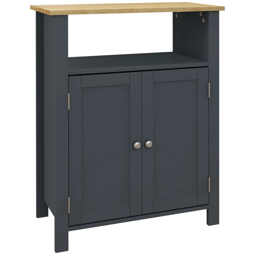 Mobiletto Bagno a 3 Ripiani Regolabili con Ripiano Interno ¨C zephmum ¨C 60x30x80.5 cm