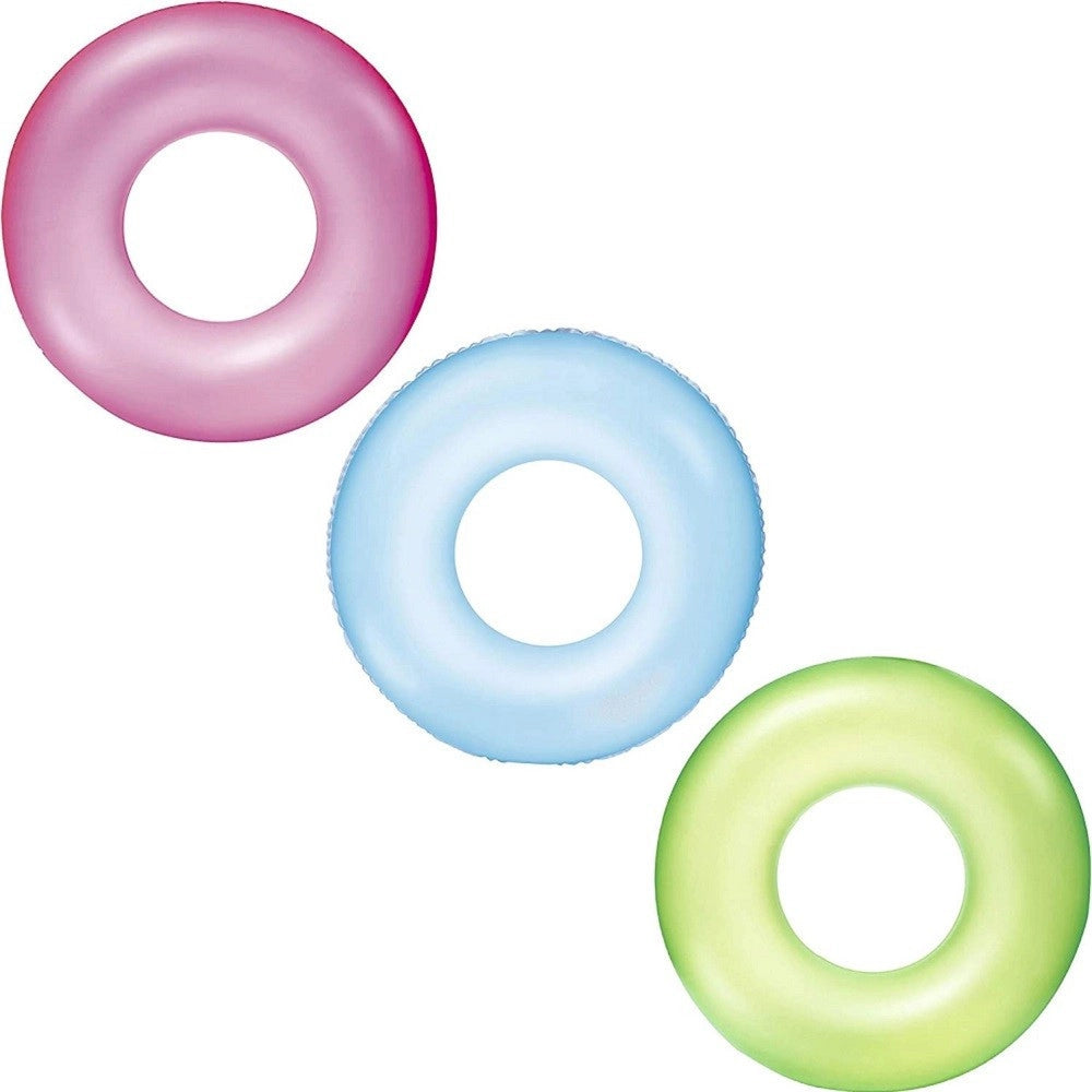 Trade Shop - Ciambella Salvagente Gonfiabile Per Bambini Trasparente Neon Nuoto 76 Cm 36024 -