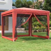 Tenda per Feste con Pareti Laterali in Rete-Tenda Gazebo Rossa 3x3 m HDPE