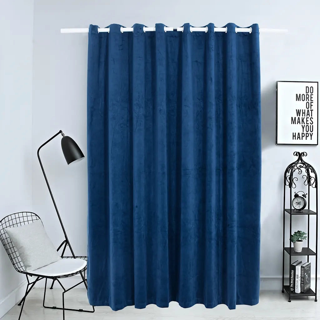 Tenda Oscurante Anelli in Metallo Velluto Blu Scuro 290x245 cm 134531