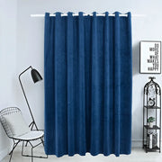 Tenda Oscurante Anelli in Metallo Velluto Blu Scuro 290x245 cm 134531