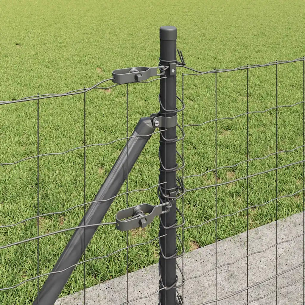Recinzione da Giardino | Recinzione con Posto Grigio 0,6 x 25 m Acciaio e PVC