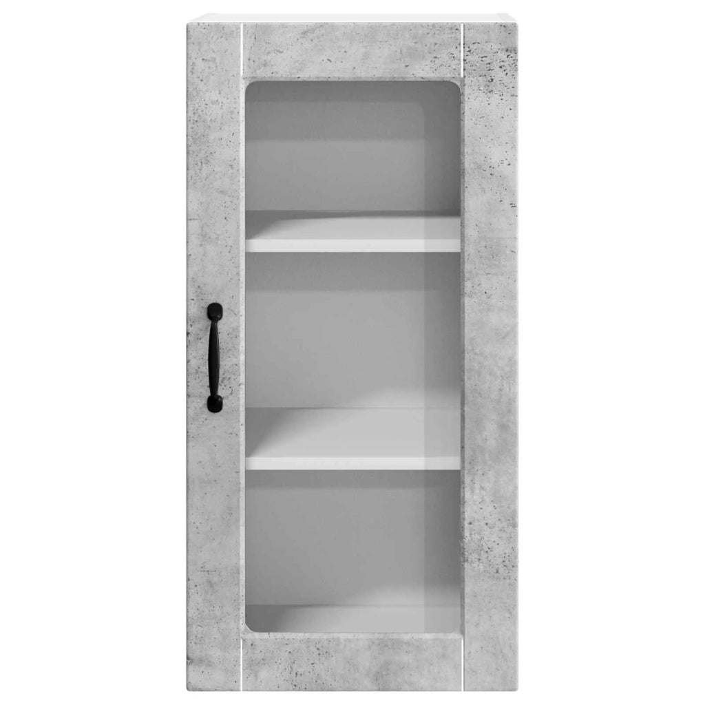Pensile da cucina | Mobile in vetro da parete LUCCA 2 pz Grigio Cemento