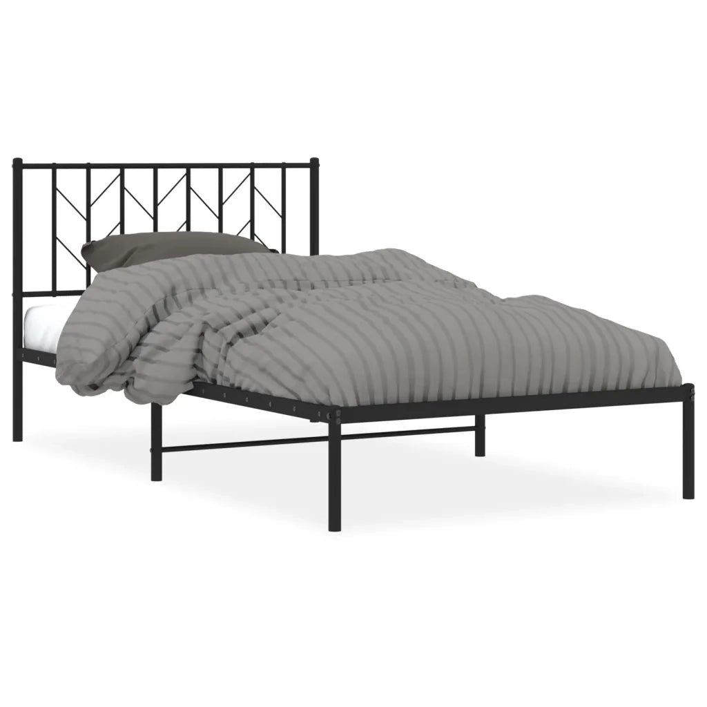 Giroletto con Testiera-Struttura Letto con testiera in Metallo Nero 107x203 cm 303984