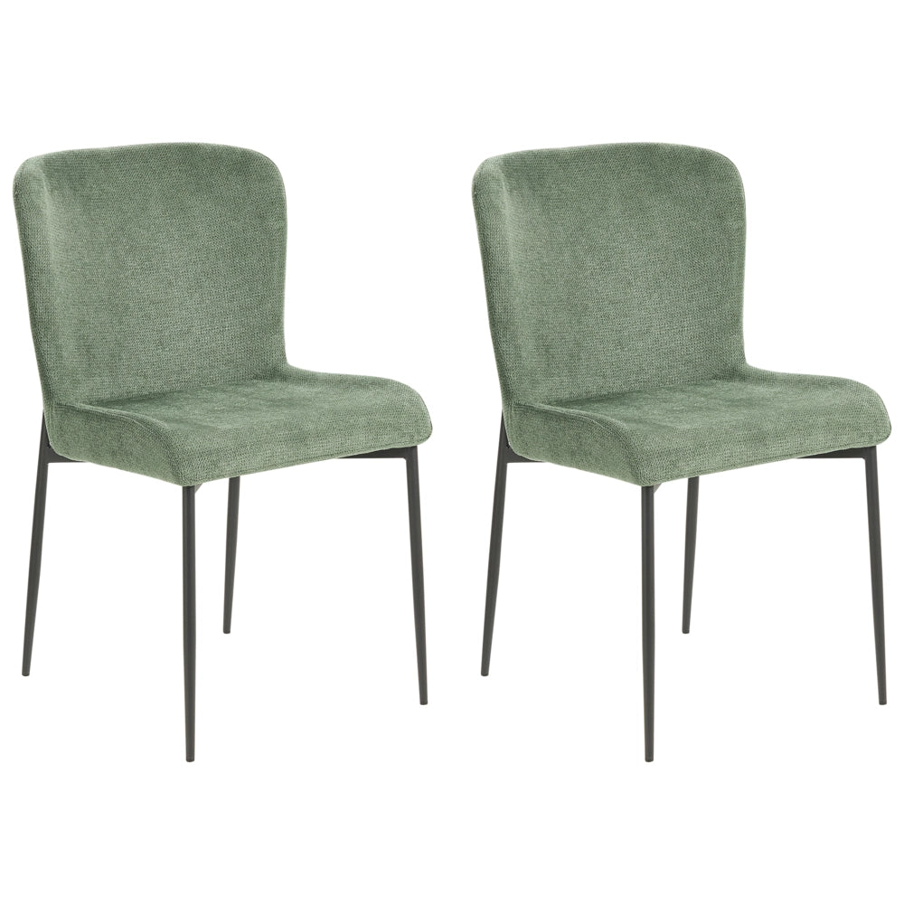 Set di 2 sedie da pranzo in tessuto poliestere con texture a maglia verde soggiorno e camera da letto