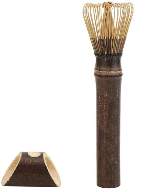 Preparazione di Tè Matcha con Chasen in Bambù Premium - Pacco Riciclabile - Spessore Regolabile - Maniglia Comoda