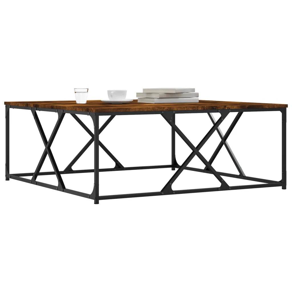 Tavolino da Salotto-Tavolino da soggiorno-Tavolo Rovere Fumo 100x100x40 cm Legno Multistrato