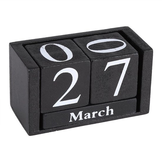 Calendario in Legno - Visualizzazione Mese/Giorno - Recuperabile - Decorazione/Scrivania - Stile e Funzionalità