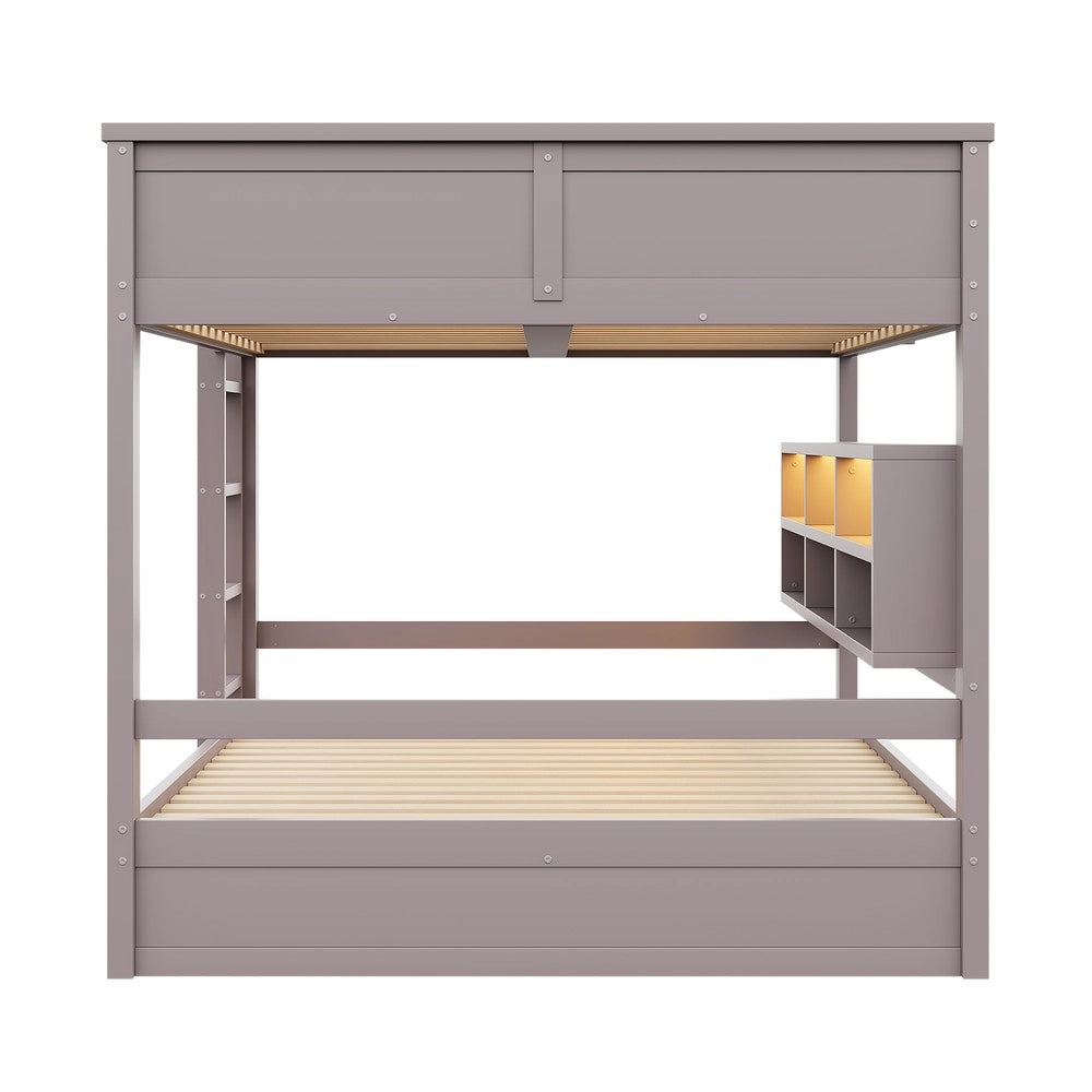 Letto a Castello con Contenitore e LED ¨C MINIMAL ¨C Marrone 160x200