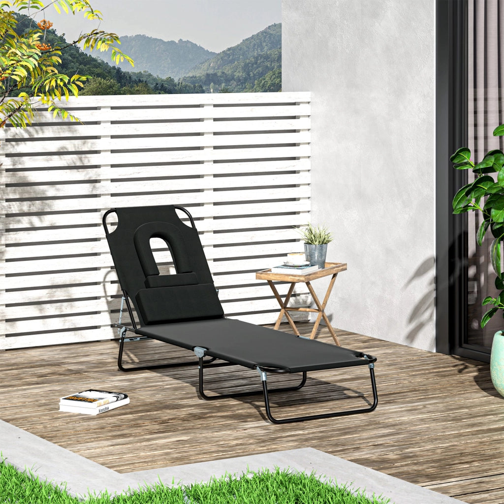 Sdraio Pieghevole per Giardino ¨C Zephmum ¨C Grigio in Acciaio e Tessuto Oxford