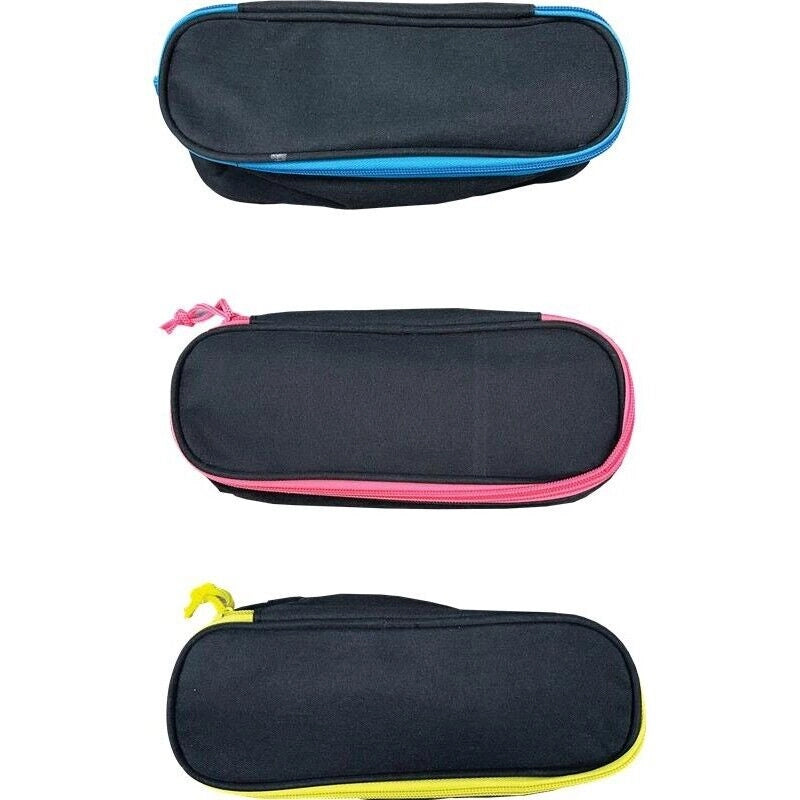 ASTUCCIO OVALE  IN TESSUTO IDEALE PER LA SCUOLA BLACK&FLUO COLORI ASSORTITI