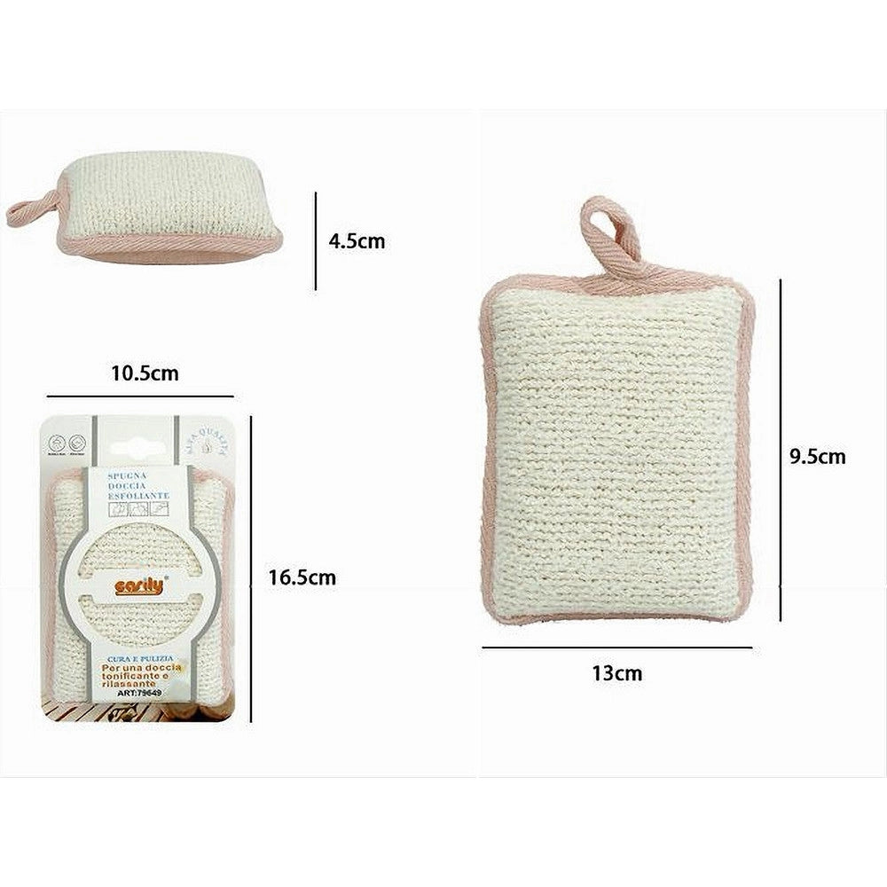Trade Shop - Spugna Doccia Esfoliante Bagno Per Cura Corpo Bombata 13x9.5x4.5 Cm Rosa 79649 -