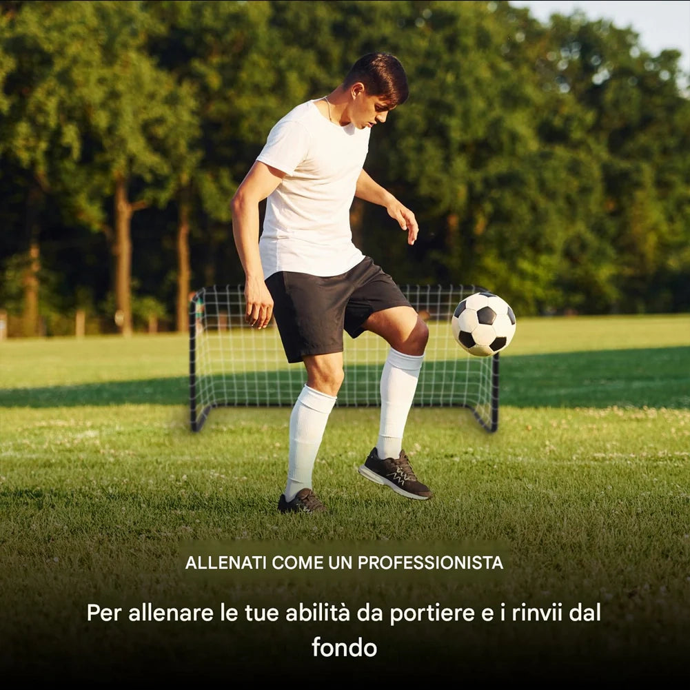 Porta da Calcio 182x122x61 cm Allenamento Football con Picchetti in Metallo Nero