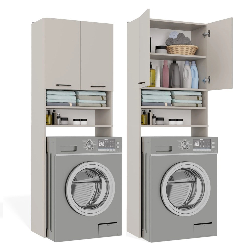 Mobile bagno per lavatrice POLA DK cashmere beige scaffale colonna 180x64x30