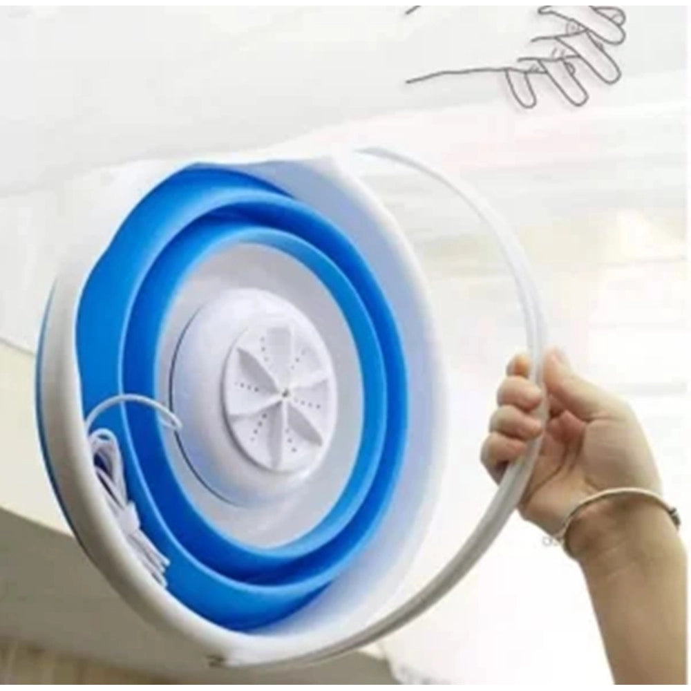 Trade Shop - Mini Lavatrice Portatile Con Secchio Pieghevole Per Vestiti Piccoli Capi Biancheria Intima -