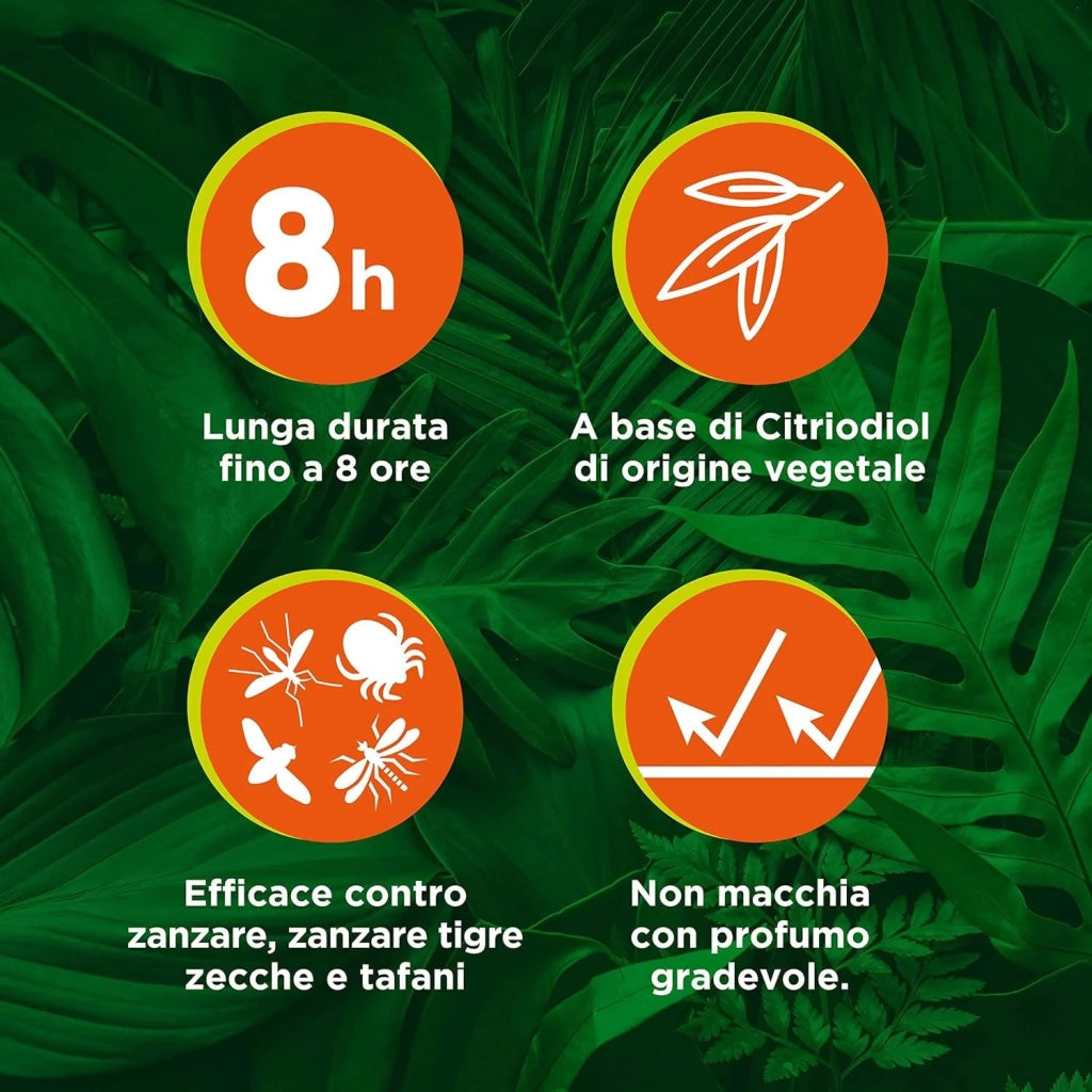 Antipuntura Spray Safari, Origine Vegetale, Non macchia, Profumo Gradevole, Durata fino a 8 ore, 100ml, Orphea