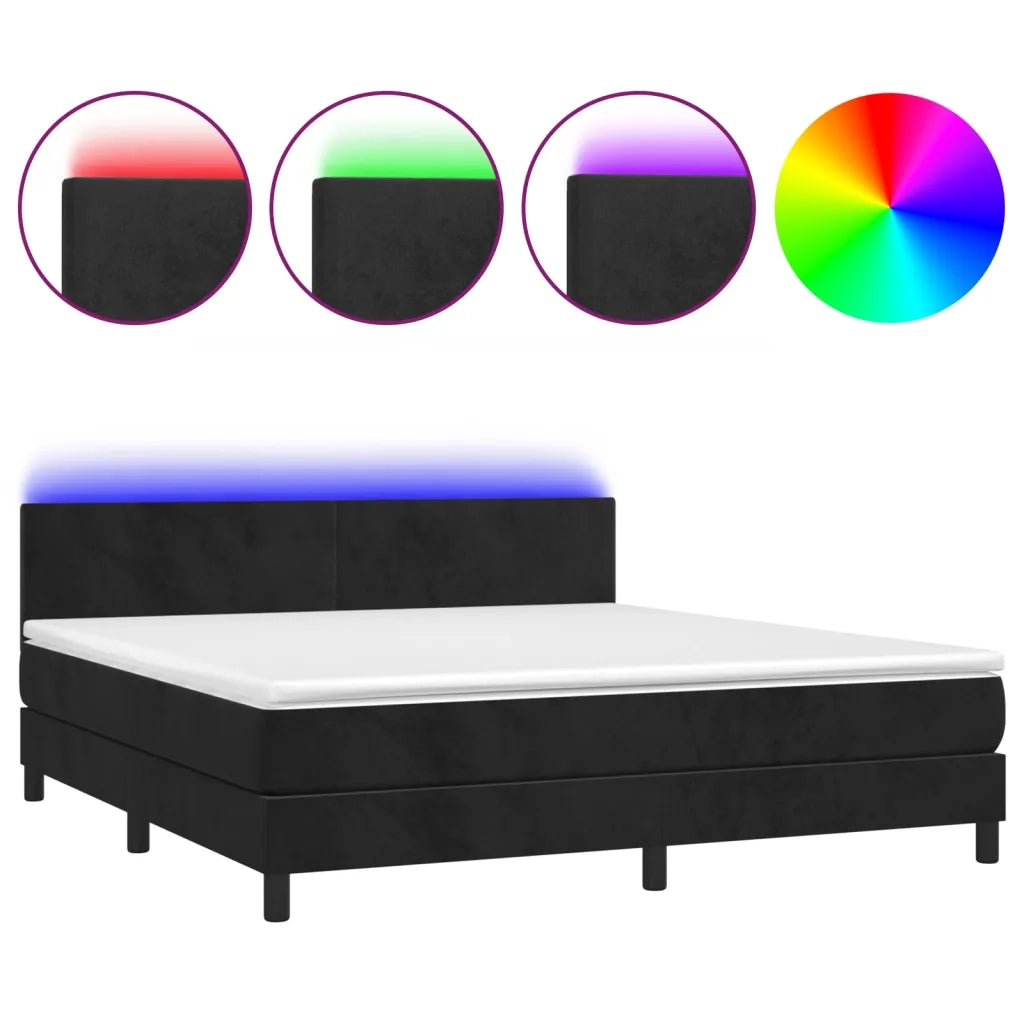 Letto a Molle con Materasso e LED Nero 180x200 cm in Velluto 3134299